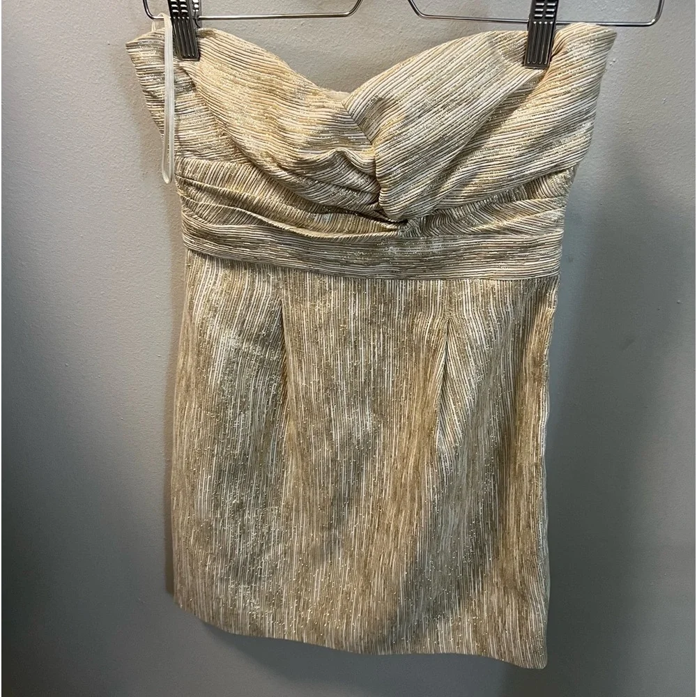 Tibi Gold Metallic Strapless Mini Cocktail Dress. NWT - Picture 1 of 4